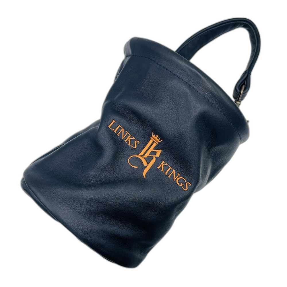 Links & Kings Premium Leather Golf Shag Bag Practice Range Ball Carrier Black